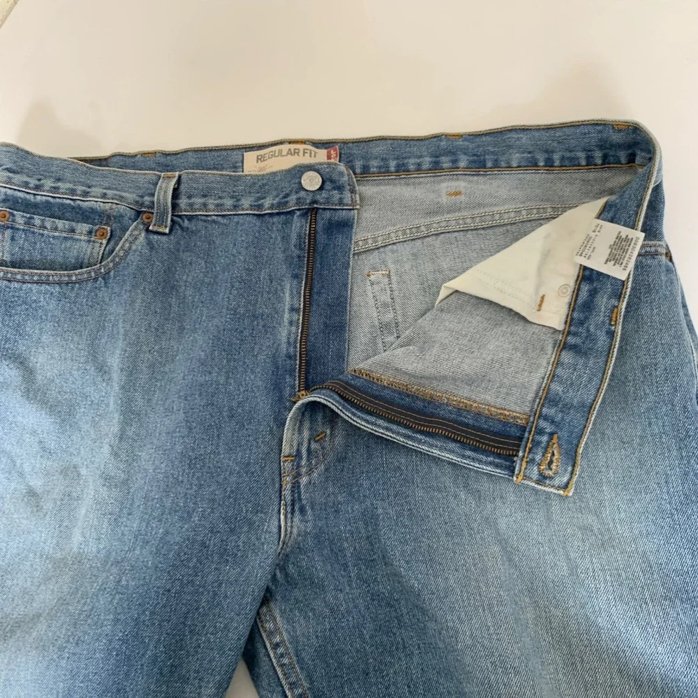 Levis 505 Regular Fit Jeans Men 44x30 Blue Medium Wash Straight Leg Denim Cotton